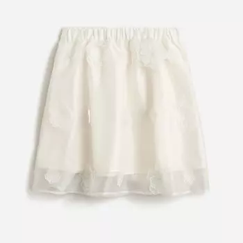 Юбка для девочки из органзы с цветочной аппликацией J.Crew, белый