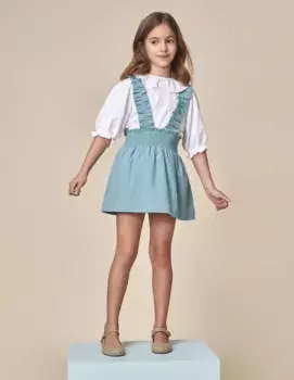 Юбка для девочки с эластичным поясом и бретелями Gocco, бирюзовый