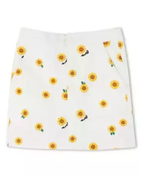 Юбка для девочки с цветочной вышивкой и эластичной талией Kenzo Kids, белый