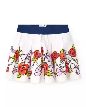 Юбка для девочки с цветочным принтом и контрастным эластичным поясом Tuc tuc, белый