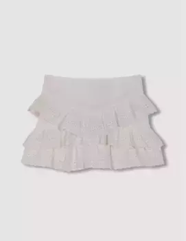 Юбка для девочки с вышивкой и оборками Gocco, белый