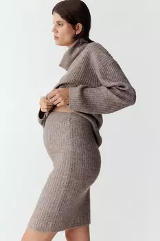 Юбка для мамы из ребристой вязки H&M, коричневый