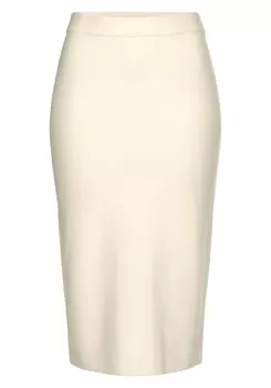 Юбка до колена LASCANA Strick, светло бежевый