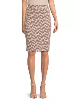 Юбка до колена с шевронным узором Renee C., цвет Beige Multi