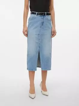 Юбка до колена Vero Moda, светло-синий