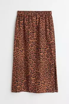 Юбка до середины икры H&amp;M, коричневая/ягуаровая пятнистость