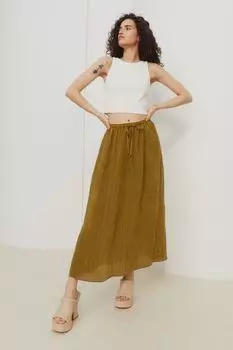 Юбка до середины икры H&M, оливково-зеленый