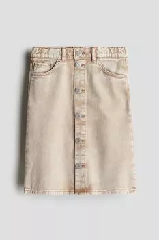 Юбка джинсовая А-силуэта H&M, бежевый