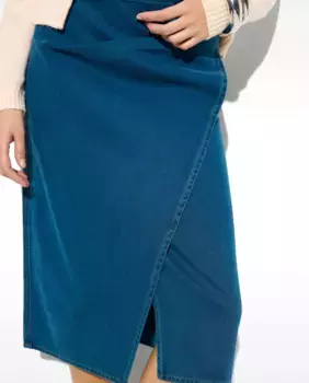 Юбка джинсовая клешеная однотонная Parfois, синий