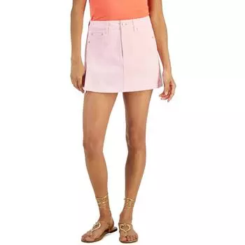 Юбка джинсовая мини с разрезом по низу для женщин Juniors Tinseltown, цвет coral blush