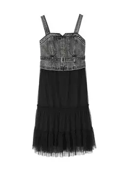 Юбка джинсовая Mslan 23 на подтяжках, черный