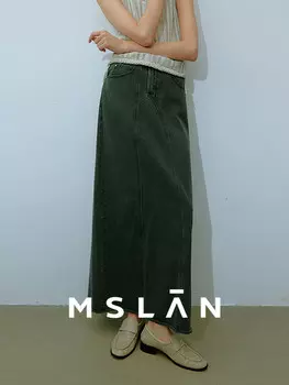 Юбка джинсовая Mslan с разрезом, серый