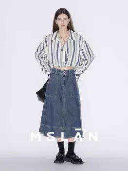 Юбка джинсовая Mslan в стиле ретро, синий