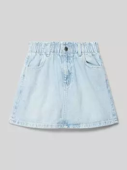 Юбка джинсовая с эластичным поясом модель «Синди» Mango, светло-голубой