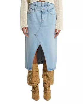 Юбка джинсовая с двойной талией 7 For All Mankind, синий