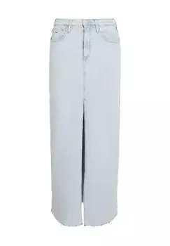 Юбка джинсовая, с разрезом, длинная, женская TOMMY Jeans, цвет Denim Light
