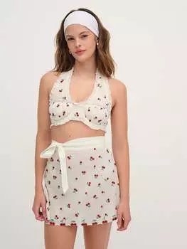 Юбка-Фартук с бисером и вишнями For Love & Lemons, красный