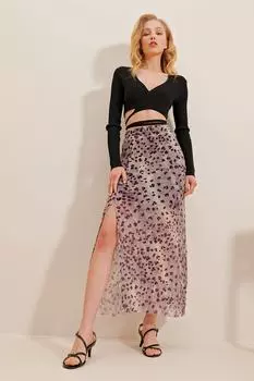 Юбка - Фиолетовый - Макси Trend Alaat Stili