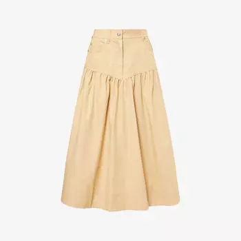 Юбка Ganni с защипами, хаки