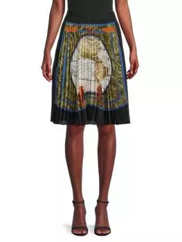 Юбка-гармошка Burberry плиссированная с принтом, зеленый