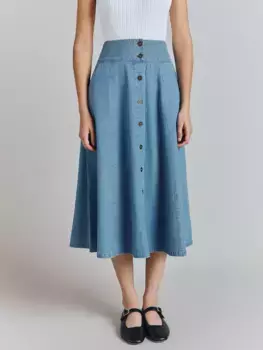 Юбка Ghost Flora Denim Button Midi, синий