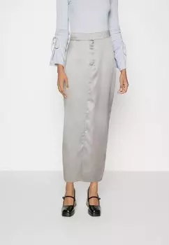 Юбка Gina Tricot АТЛАСНАЯ ЮБКА-КАРАНДАШ МАКСИ, серый