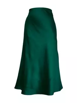 Юбка GINI LONDON Midi Gini Satin Bias Cut, цвет dark green