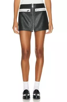 Юбка Grlfrnd The Moto Mini, цвет Black & White