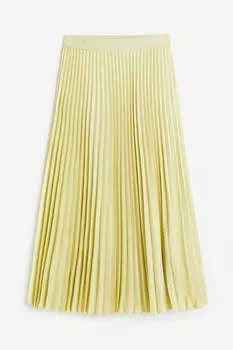 Юбка H&amp;M Pleated, светло-желтый