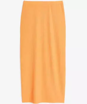 Юбка H&M Ribbed Pencil, оранжевый