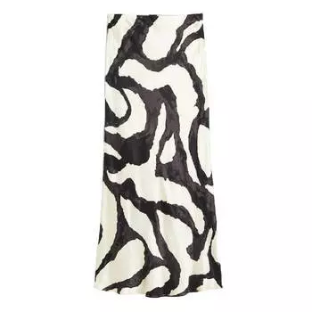 Юбка H&amp;M Satin Patterned, кремовый