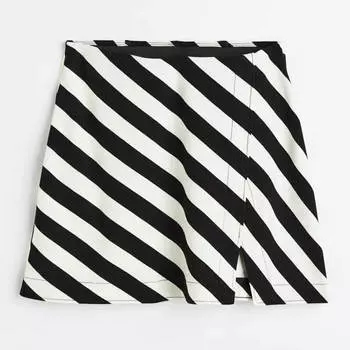 Юбка H&amp;M Short Wrap-front, черный/белый