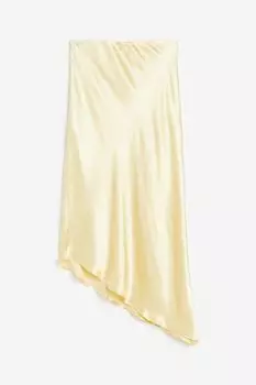 Юбка H&M Asymmetric Satin, светло-желтый