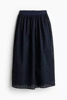 Юбка H&M Eyelet Embroidery Maxi, темно-синий