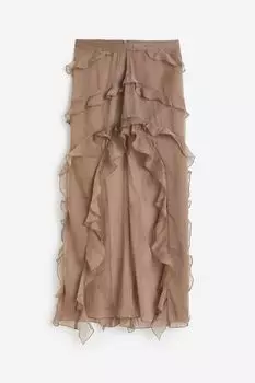 Юбка H&M Flounce-trimmed Crinkled, темно-бежевый
