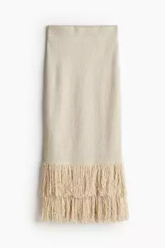 Юбка H&M Fringe-trimmed, светло-бежевый