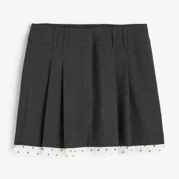 Юбка H&M Pleated Mini, темно-серый