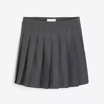 Юбка H&M Pleated Mini, темно-серый