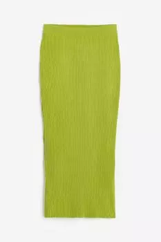 Юбка H&M Ribbed Knit, оливковый
