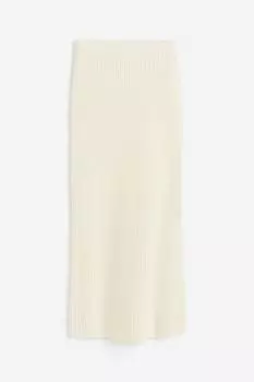 Юбка H&M Ribbed Knitted, кремовый