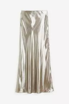 Юбка H&M Satin Maxi, серебристый