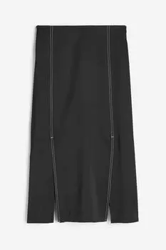 Юбка H&M Satin With A Slit, черный
