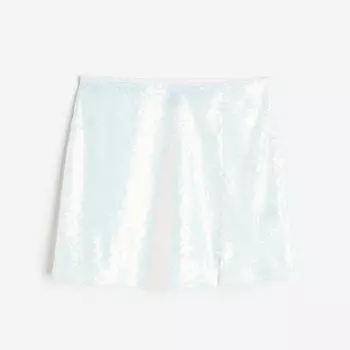 Юбка H&M Sequined Mini, белый/серебристый