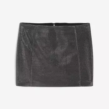 Юбка H&M Shiny Mini, черный/серебристый