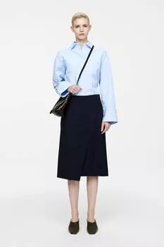 Юбка-Халат из шерсти Arket, синий