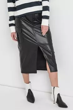 Юбка из экокожи с разрезом спереди Vero Moda, черный