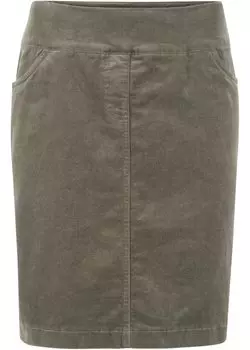 Юбка из эластичного хлопкового вельвета с удобным поясом Bpc Bonprix Collection, зеленый