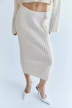 Юбка из эластичного трикотажа H&M, белый