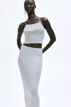 Юбка из эластичного трикотажа H&M, серебряный