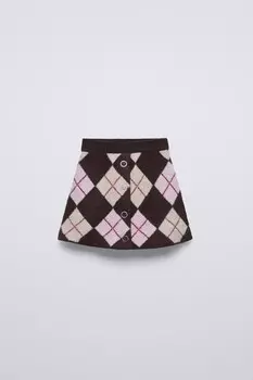 Юбка из алмазного трикотажа ZARA, средне-розовый